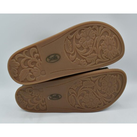 Sofft Womens Size 11 Adalia Olive Buckle Croc Embossed Suede Leather Sandals - Picture 9 of 11